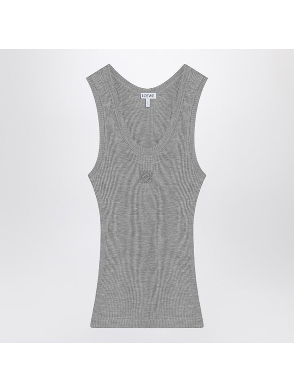 Anagram Logo Silk Sleeveless Top