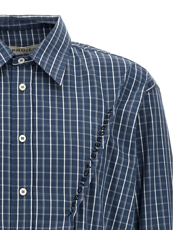 Logo Embroidery Check Pattern Shirt