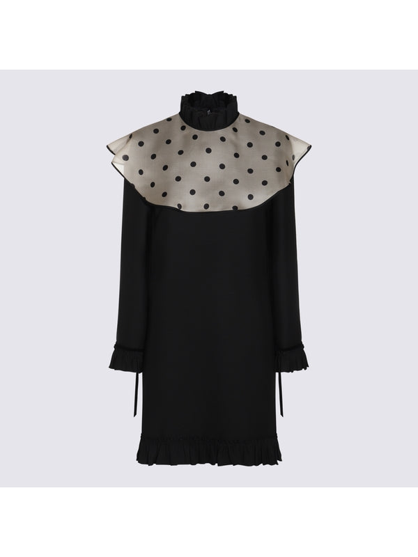 Black Wool Silk Mini Dress