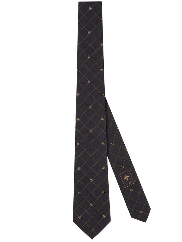 GG Logo Embroidery Silk Tie