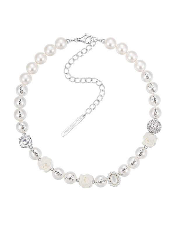 Paper Ball Pearl Necklace