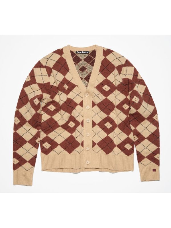 Wool Blend Argyle Jacquard
  Cardigan