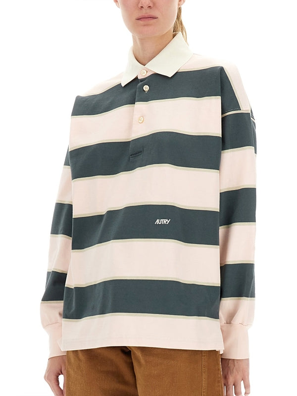 Autry Green Striped Polo Shirts