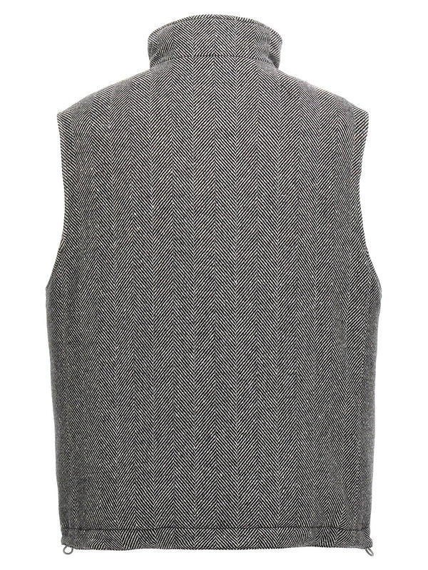 Chevron High Neck Wool Vest