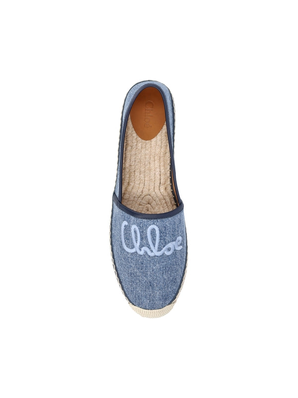 Logo Embroidered Denim Espadrilles