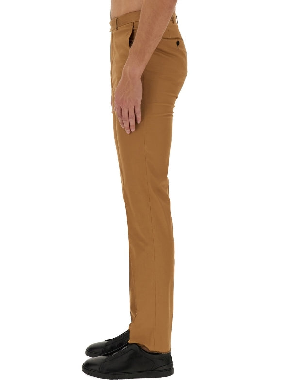 Brown Cotton Tailored Pants