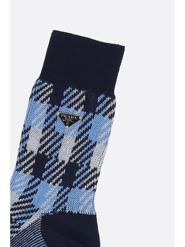 Triangle Logo Check Cotton
  Socks