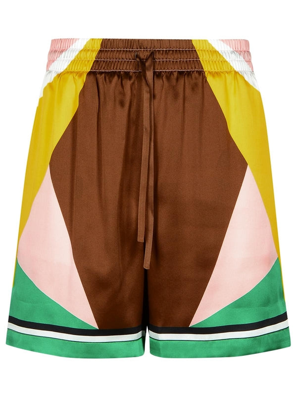 Geometric Printing Silk Bermuda Shorts