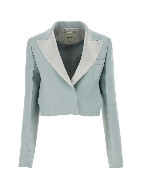 Wool Silk Tailored Short Jacket