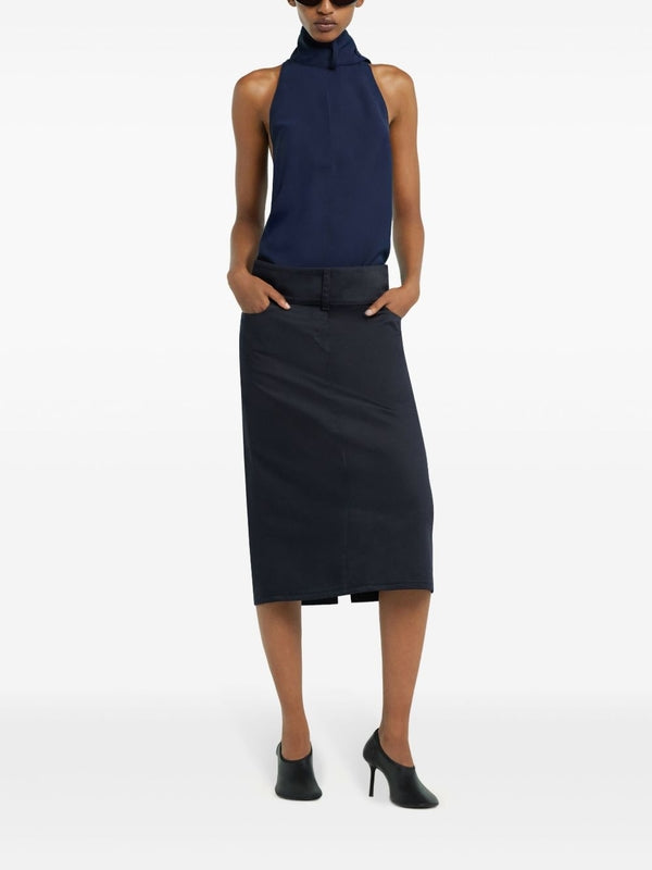 Back Logo Patch Midi Skirt
