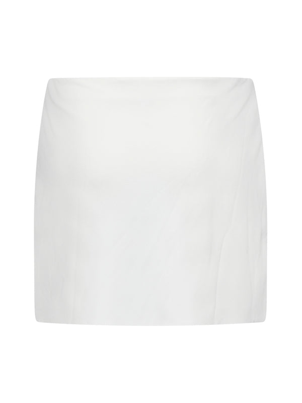 Metal Brooch Drape Mini Skirt