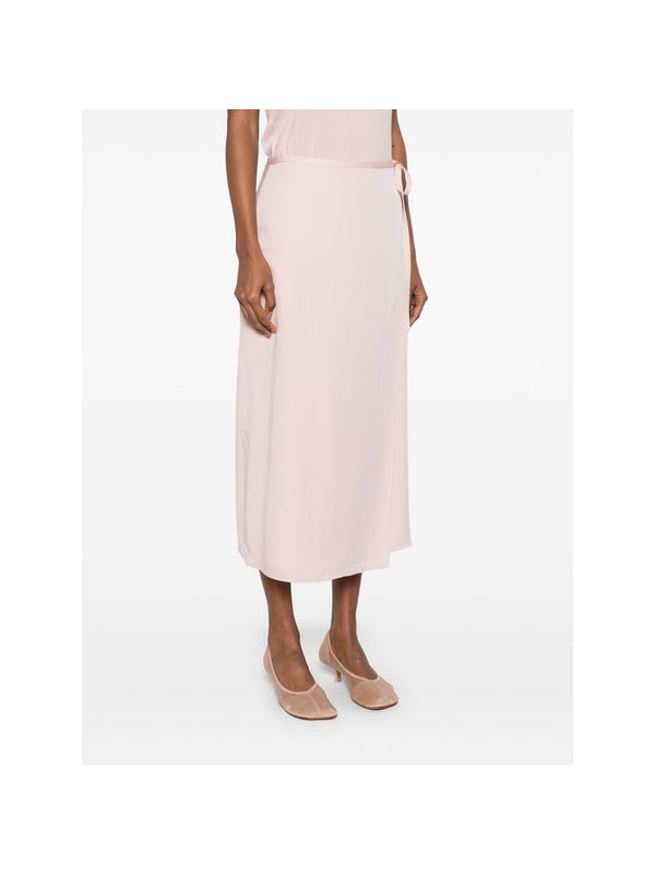 Wrap Silk Midi Skirt