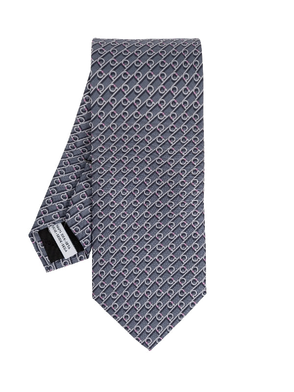 All-Over Gancini Logo Silk Tie