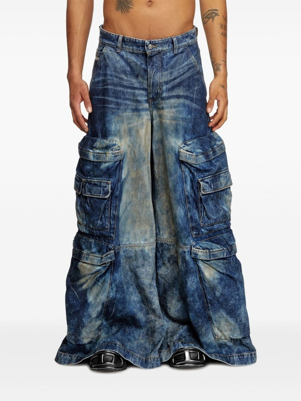 Wide Cargo Denim Pants