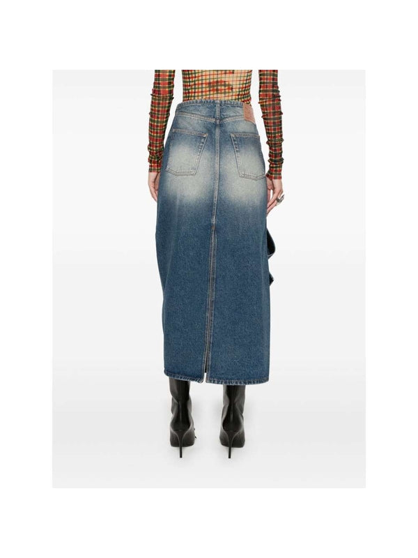 パネルディテールデニムスカート