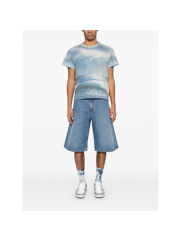 Allover Graphic Print Cotton Short Sleeve T-Shirt