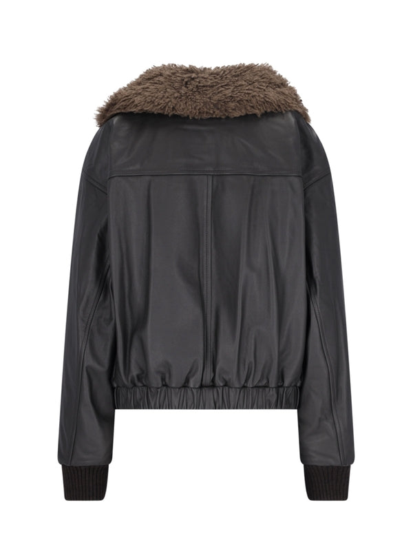 Shearling Collar Leather Blouson