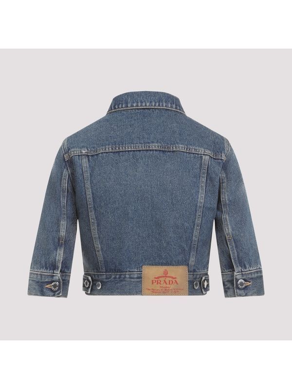 Triangle Logo Cotton Cropped
  Denim Jacket