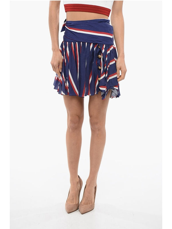 Stripe Tie Pleat Skirt