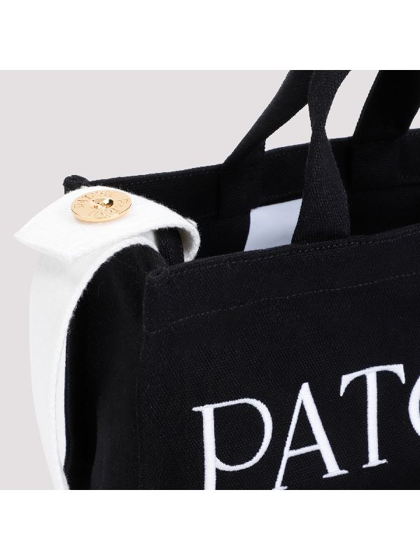 Black Logo Embroidery Tote Bag
