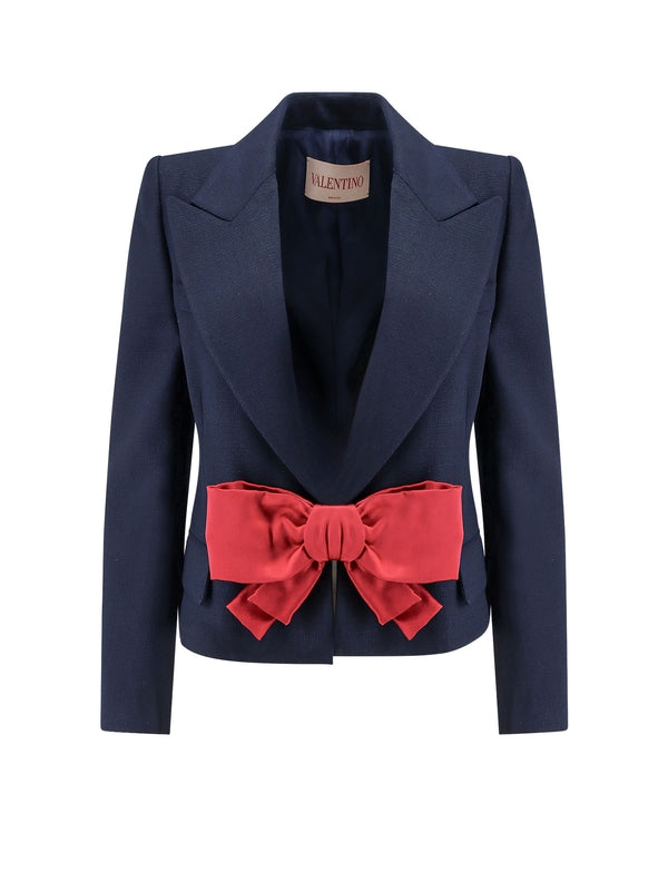 Bow Detail Single Viscose Jacket