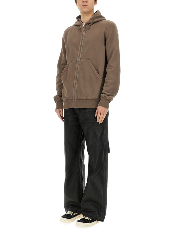 Beige Cotton Hoodie Zip-up