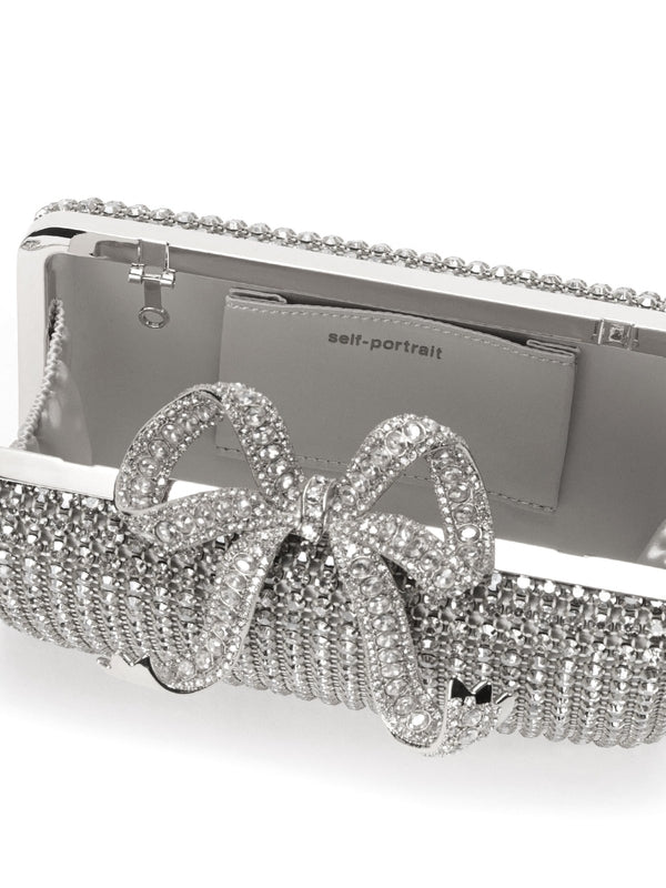 Crystal Bow Decorated Chain Clutch Bag