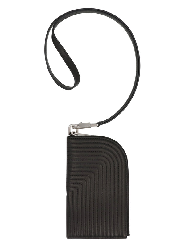 Stitch Leather Neck Strap Wallet