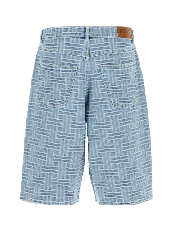 Pattern Detail Denim Shorts