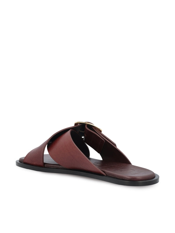 Cross Belt Leather Sandals