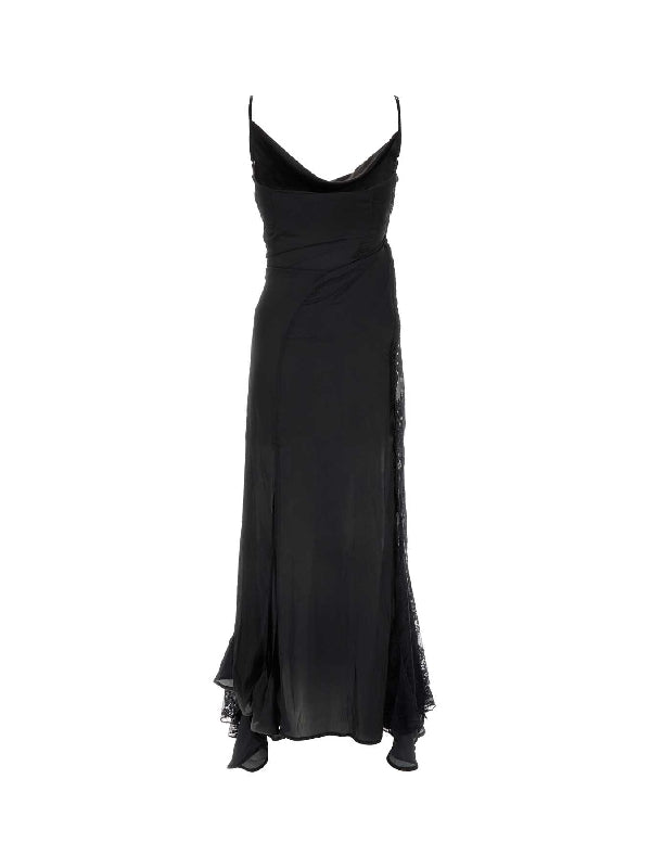 Lace Panel Draped Dress