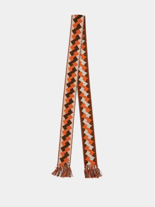 Logo Jacquard Pattern Fringe
  Cotton Scarf