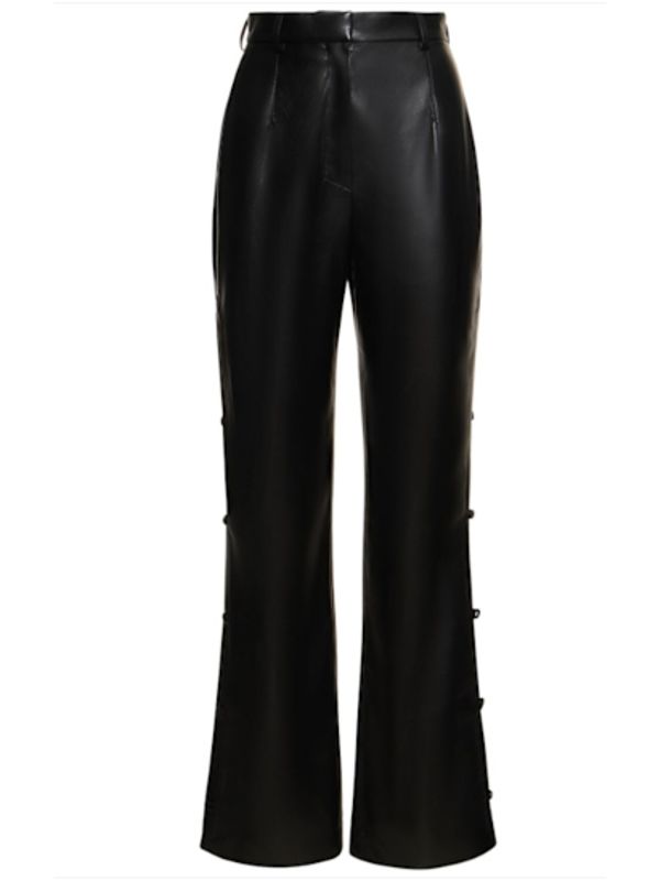 Felina Side Button Faux Leather Pants