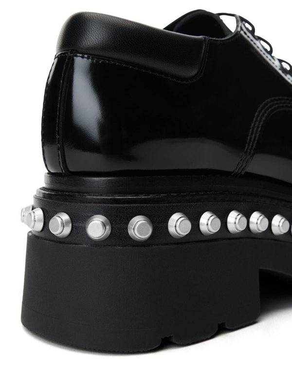 Stud Detail Logo Leather Lace-Up Shoes