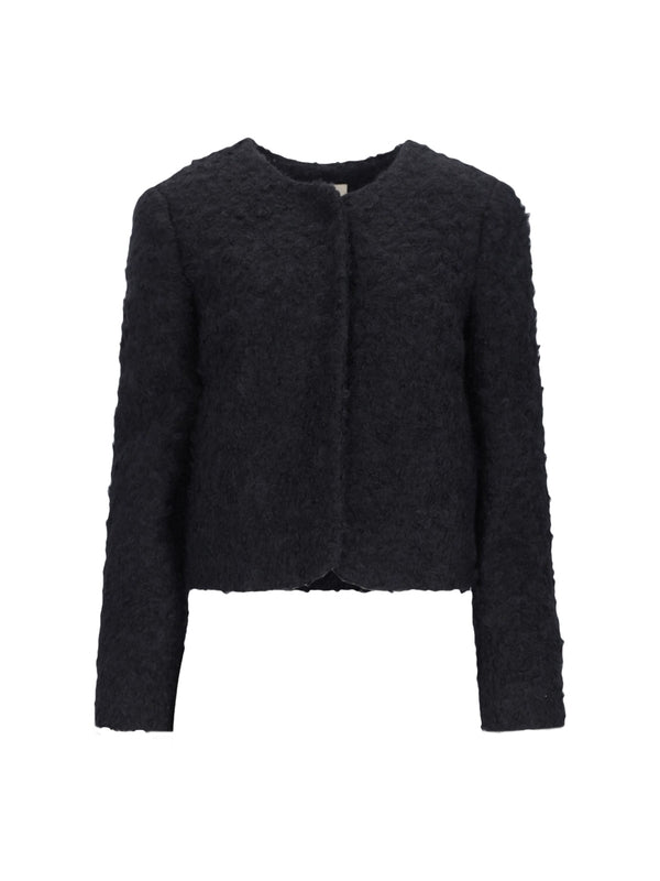 Wool Blend Crewneck Jacket