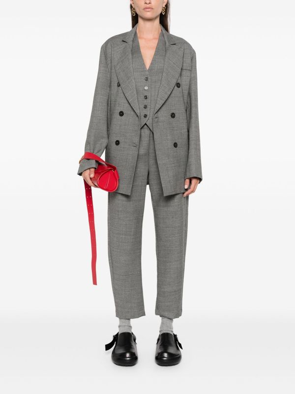 Drawstring Cropped Wool Pants