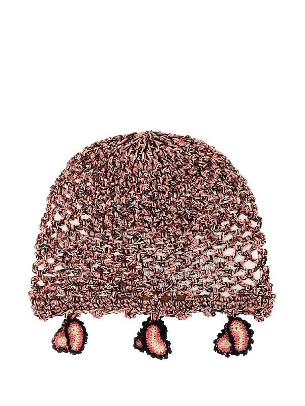 Crochet Paisley Knit-accented Beanie