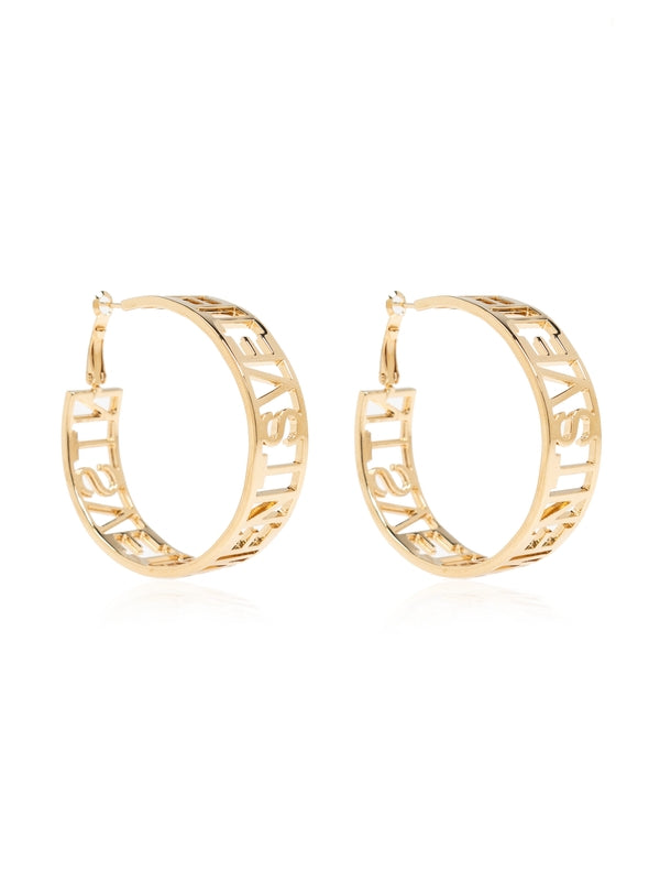 Logo Detail Gold Hoop Earrings