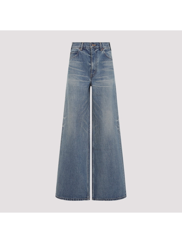 Washed Cotton Denim Pants