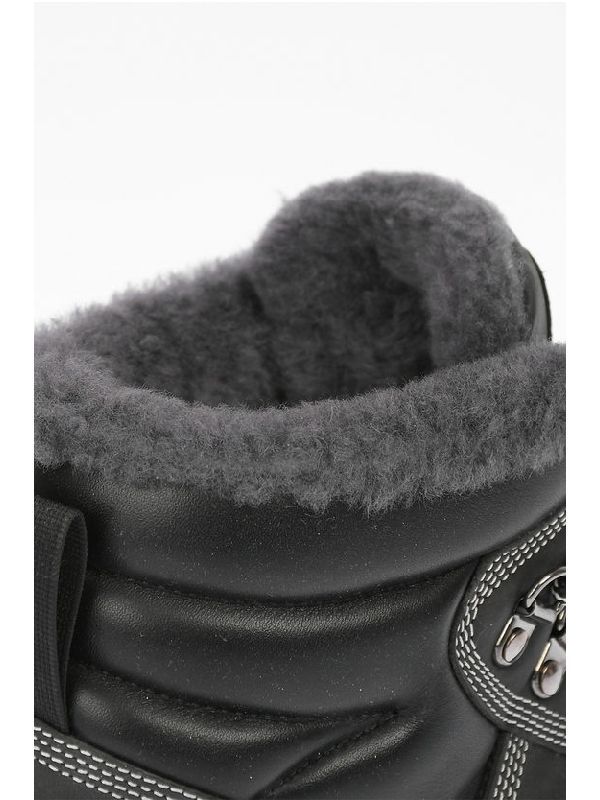 Fur Detail Calfskin Lace-Up Boots