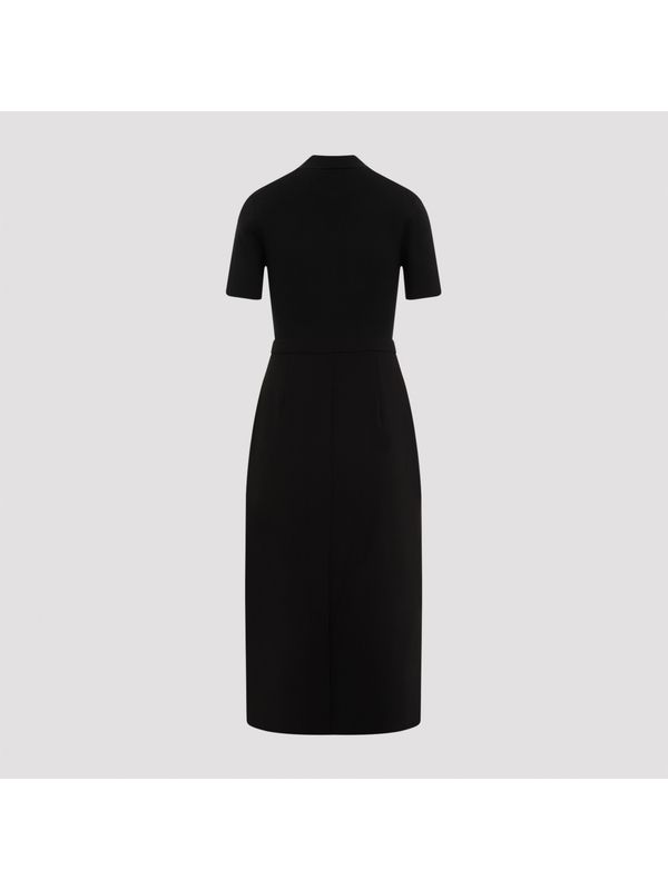 Button Wool Blend Long Dress