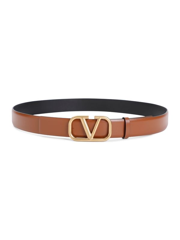 V Logo Leather Belt