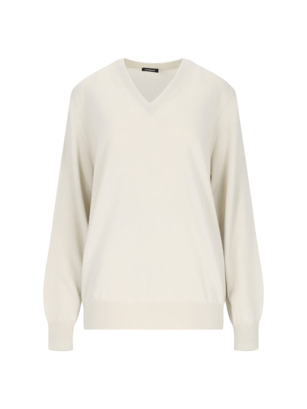 Ribbed Cashmere V-Neck Knit