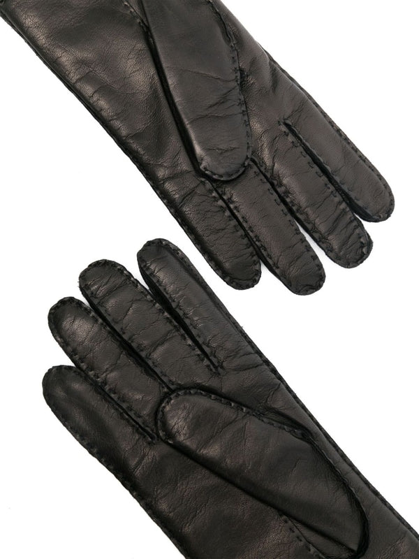 Logo Patch Leather Gloves