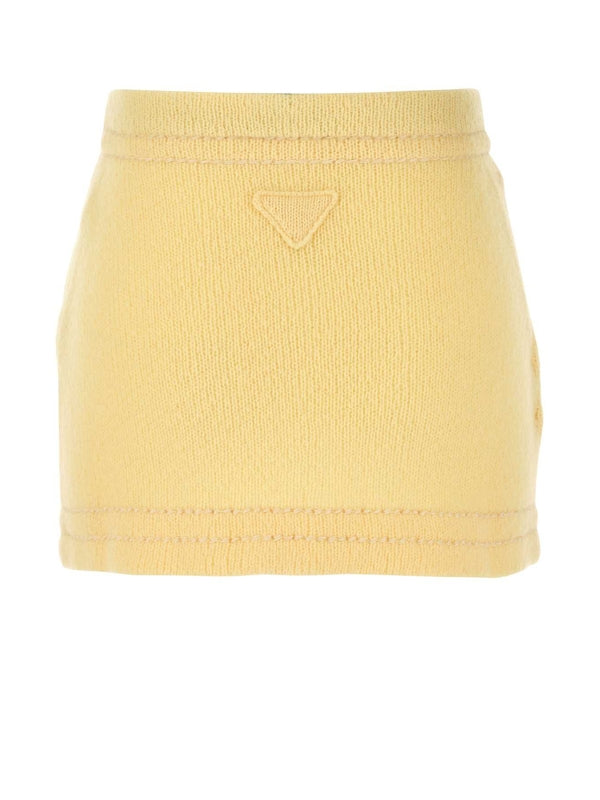 Triangle Patch Cashmere Knit Skirt