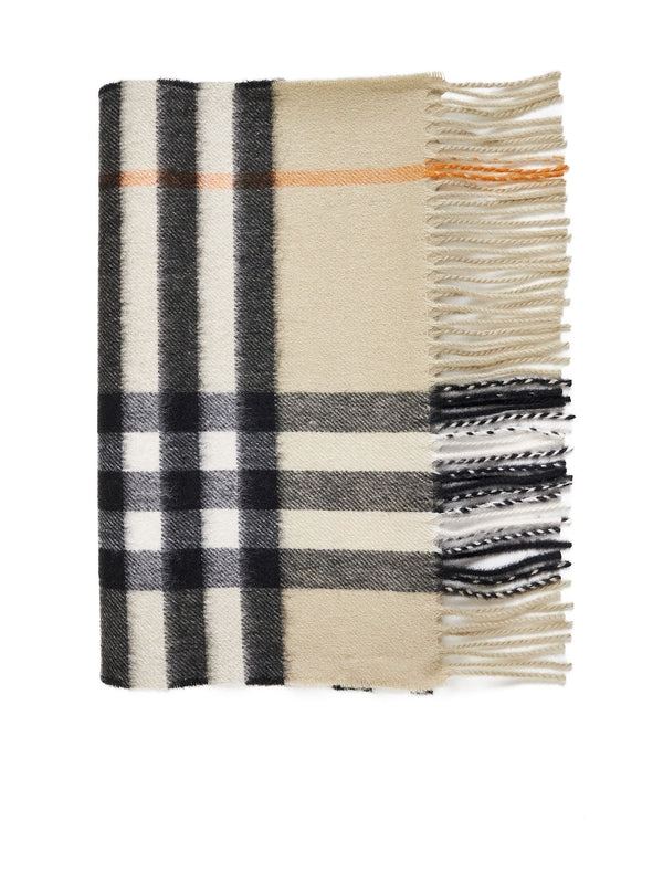 Check Fringe Cashmere Muffler