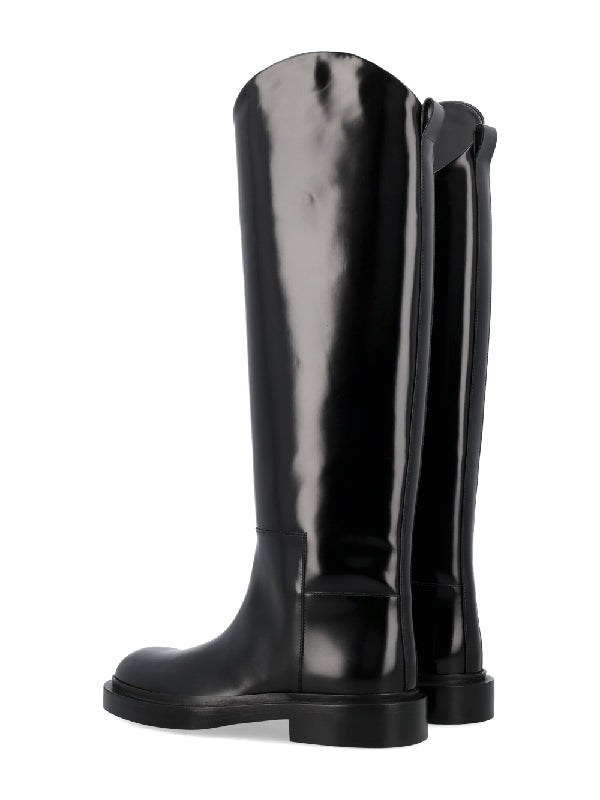 Asymmetric Leather High Boots