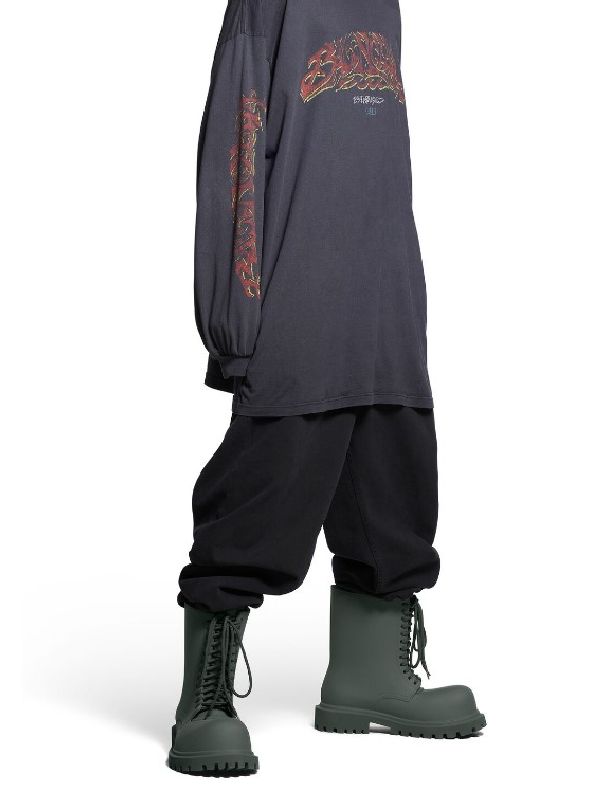 Steroid Logo Tongue Lace-up Boots