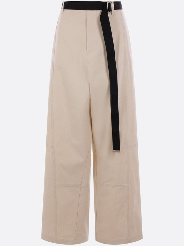 Belted Cotton Wide Pants