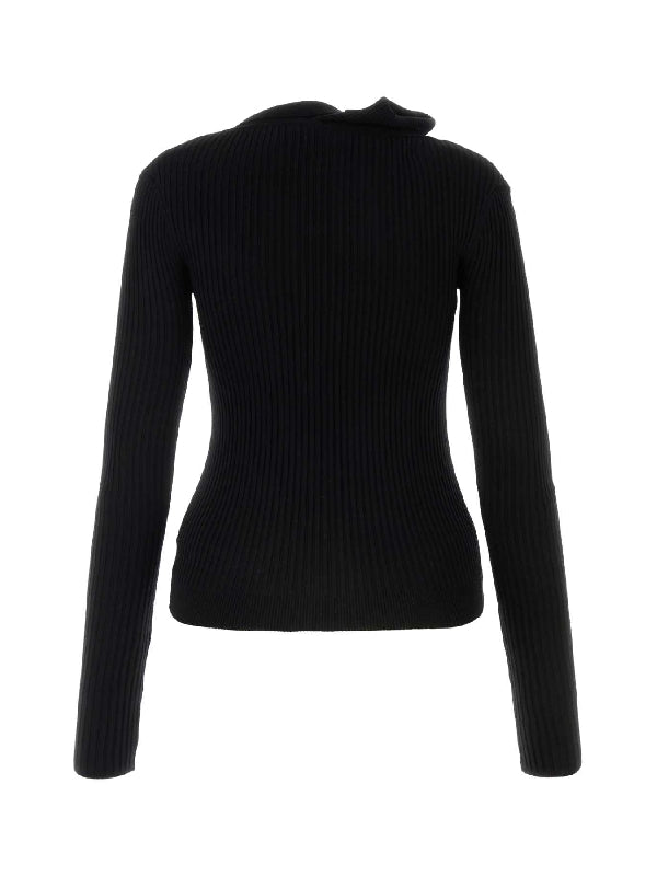 Cotton Rib V-neck Knit